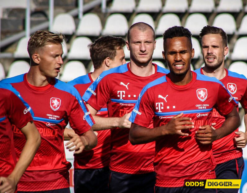 Czech Republic’s players train for uphill task against Germans.