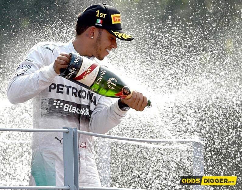 Lewis Hamilton celebrating his victory at the Brazilian GP last year